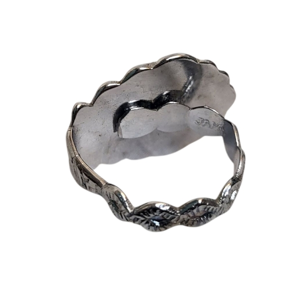 Vintage February Violet Spoon Ring – Silver Tone Floral Adjustable Jewelry - Picture 5 of 5